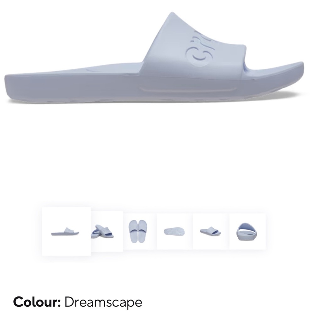 Crocs slides. Size M6 W8. These are a bluish white colour called Dreamscape
